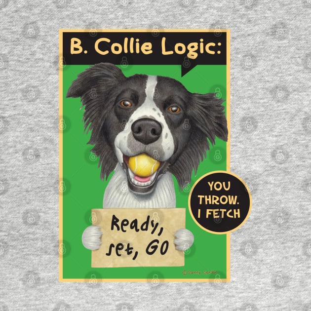 Best Border collie Dog with tennis ball on Border Collie with Tennis Ball tee by Danny Gordon Art